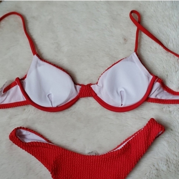 New Scrunchy Underwire Top Brazilian Bottom Bikini Set Swimsuit Size L - Picture 7 of 8